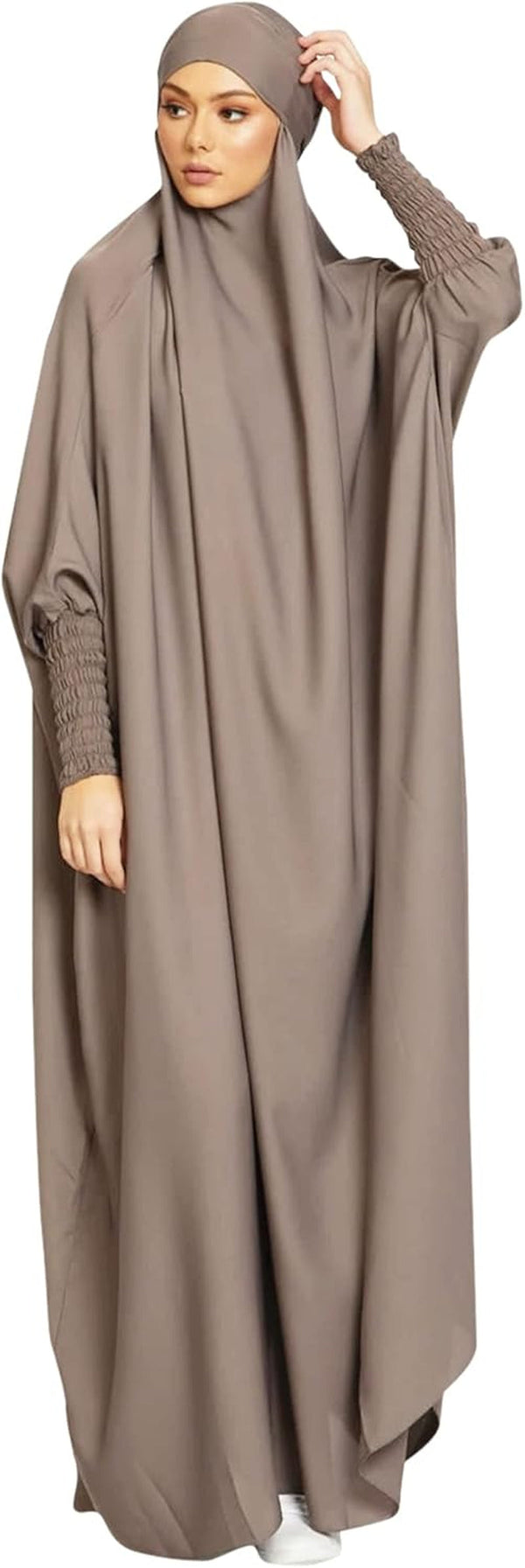 Women'S Solid Abaya Muslim Dress One-Piece Full Length Prayer Robe Overall Hijab Thobe Hooded Abaya Dress