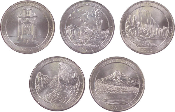 2010 P National Park Quarter 5 Coin Set Uncirculated Mint State 25C Collectible Master Coins