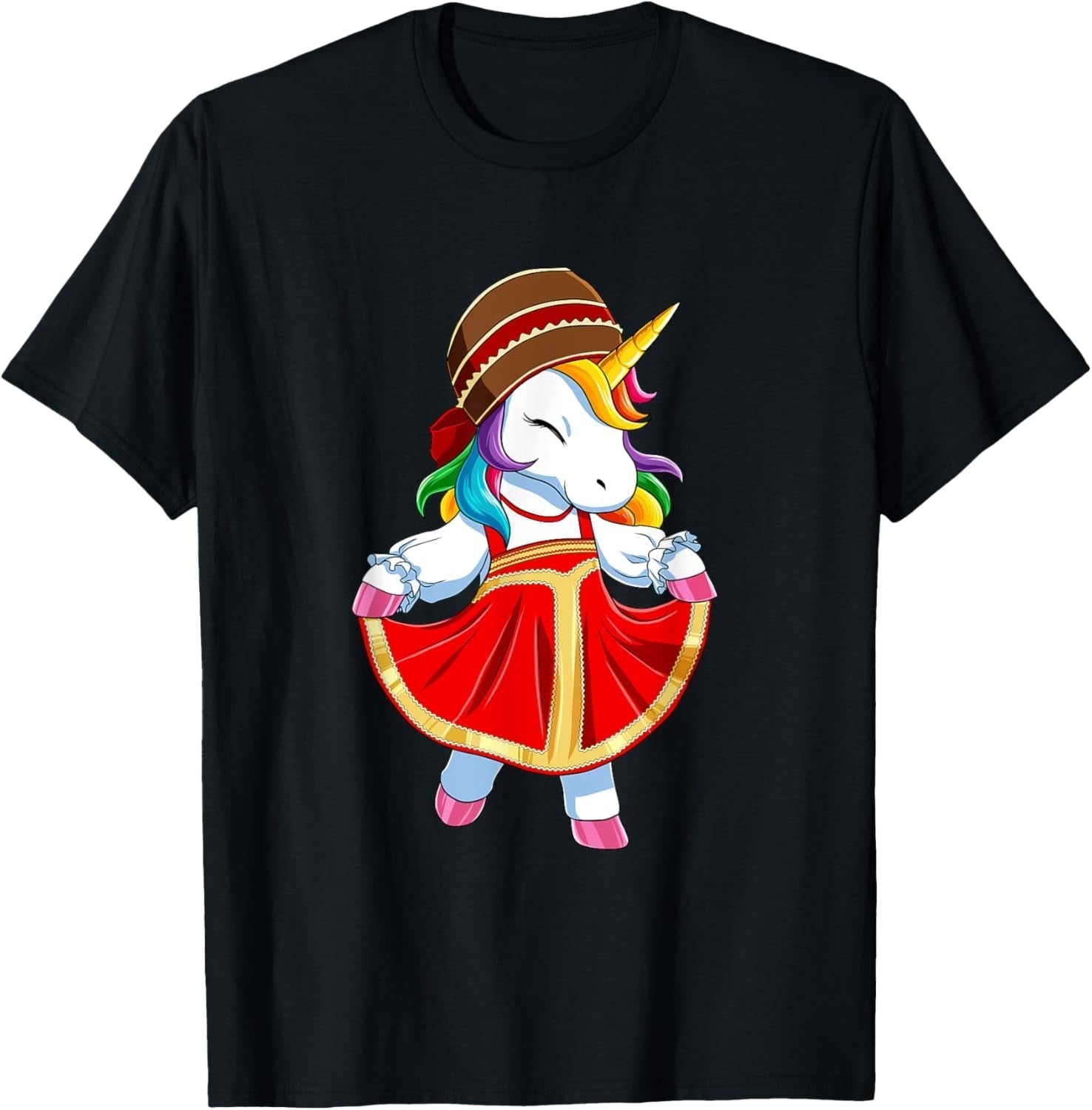 Russia Unicorn in Russian Clothing T-Shirt