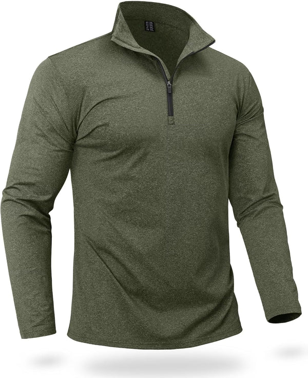 Men'S Quarter Zip Pullover Premium Fleece Lined Heather Long Sleeve Golf Shirts Midweight 1/4 Half Zip Sweatshirts
