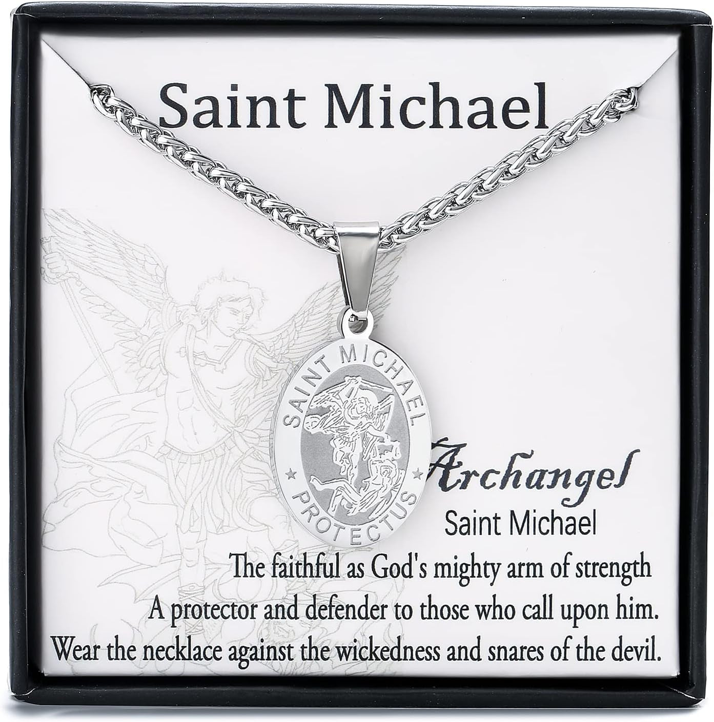 Saint Christopher/Michael/Anthony/Jude/Joseph Medal Necklace for Men Women，Stainless Steel Oval Saint Patron Medal Religious Catholic Amulet Gifts