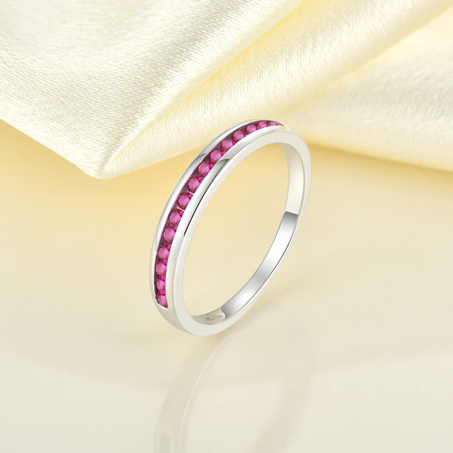 Stackable Rings 925 Sterling Silver Halo Birthstone Eternity Bands Jewelry for Women