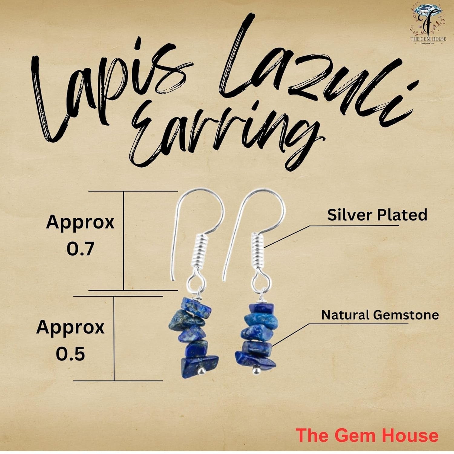 Natural Lapis Lazuli Chips Crystal Earring, Yoga Jewelry, Meditation Earring, Raw Gemstone, Birthday, Gift for Her, Gemstone Jewelry Mother'S Day Gifts (Lapis Lazuli)
