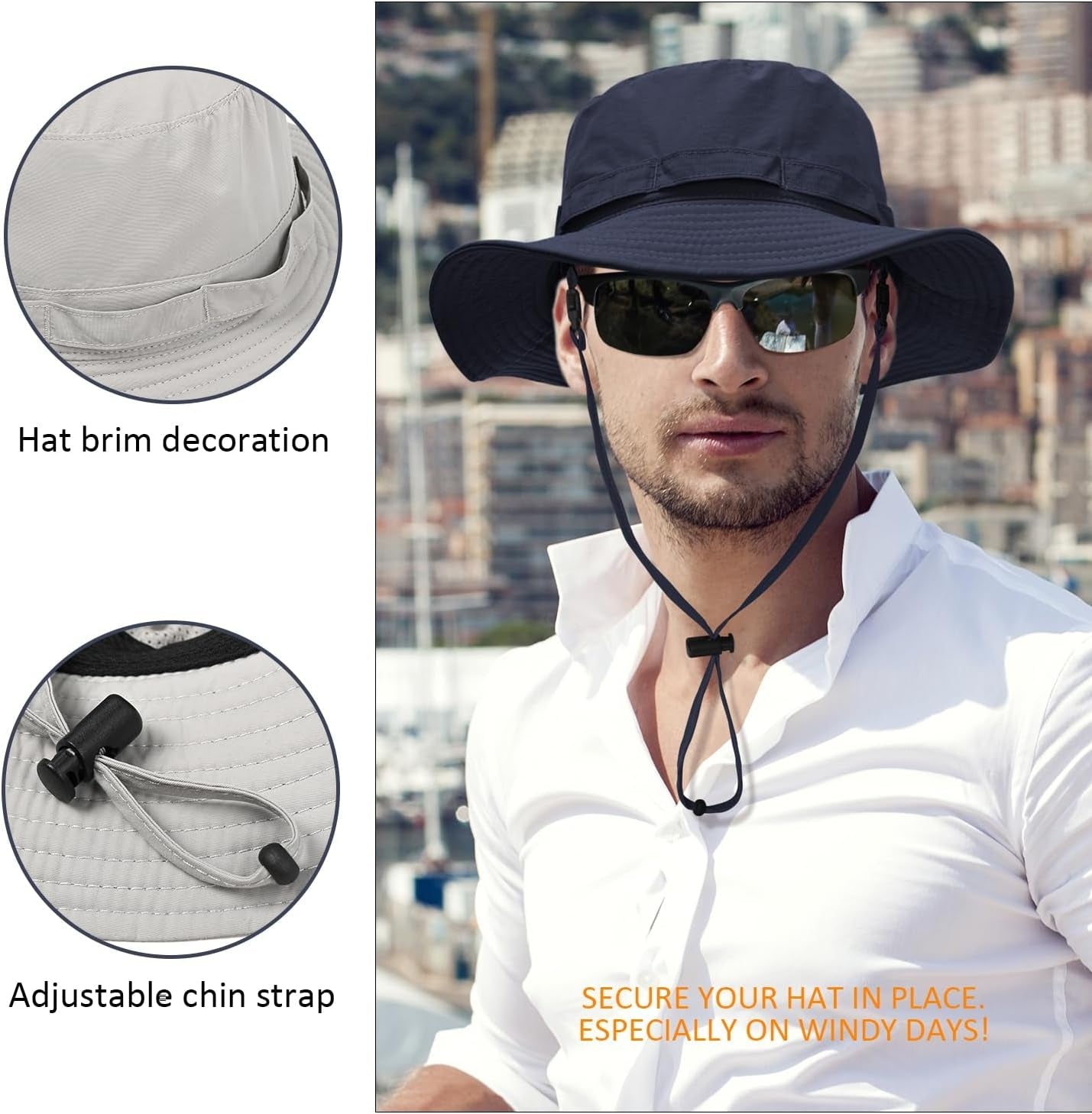 Outdoor Quick-Drying Sun Hat for Men, Summer Man Foldable Sun Protection Wide Brim Sun Hats Bucket Hats Beach Hat UPF 50+