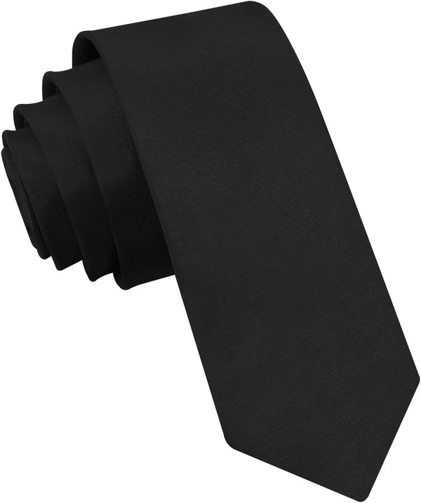 Black Ties for Men Solid Color Skinny Tie Formal 2" Necktie for Men