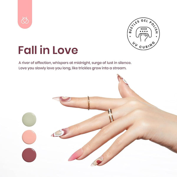 Beetles Nude Gel Polish Set - 6 Pcs Fall in Love Collection Nude Pink Purple Gel Polish Light Green Gel Nail Polish Spring Soak Off Uv Lamp Gel Nail Kit Nails Manicure Gifts for Women