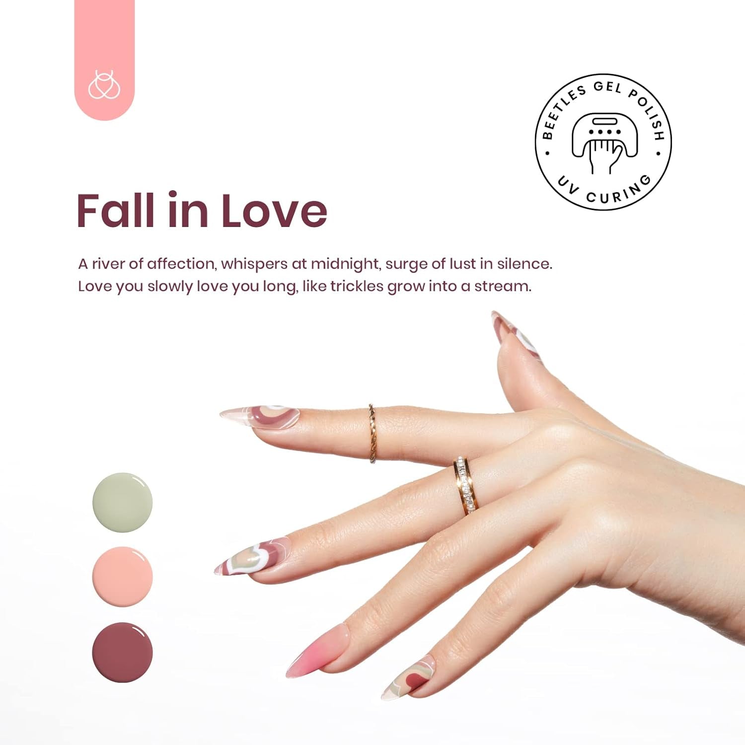 Beetles Nude Gel Polish Set - 6 Pcs Fall in Love Collection Nude Pink Purple Gel Polish Fall Winter Light Green Soak off Nail Lamp Gel Nail Kit Nails Manicure Gifts for Women