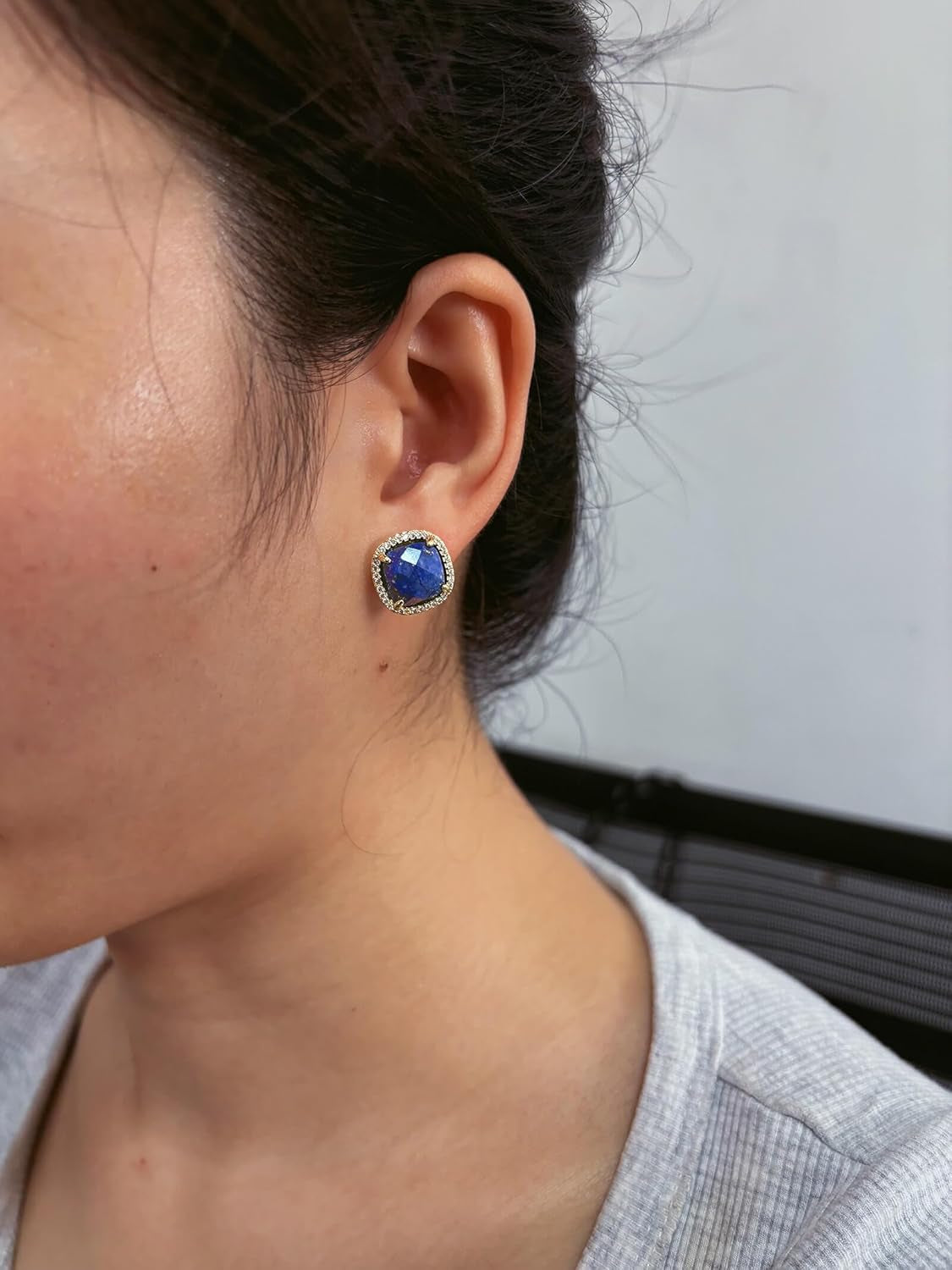 Lapis Earrings, Blue Stud Earrings for Women, Natural Birthstone Earrings for Lapis Lazuli Jewelry, Handmade Earrings Gift for Her
