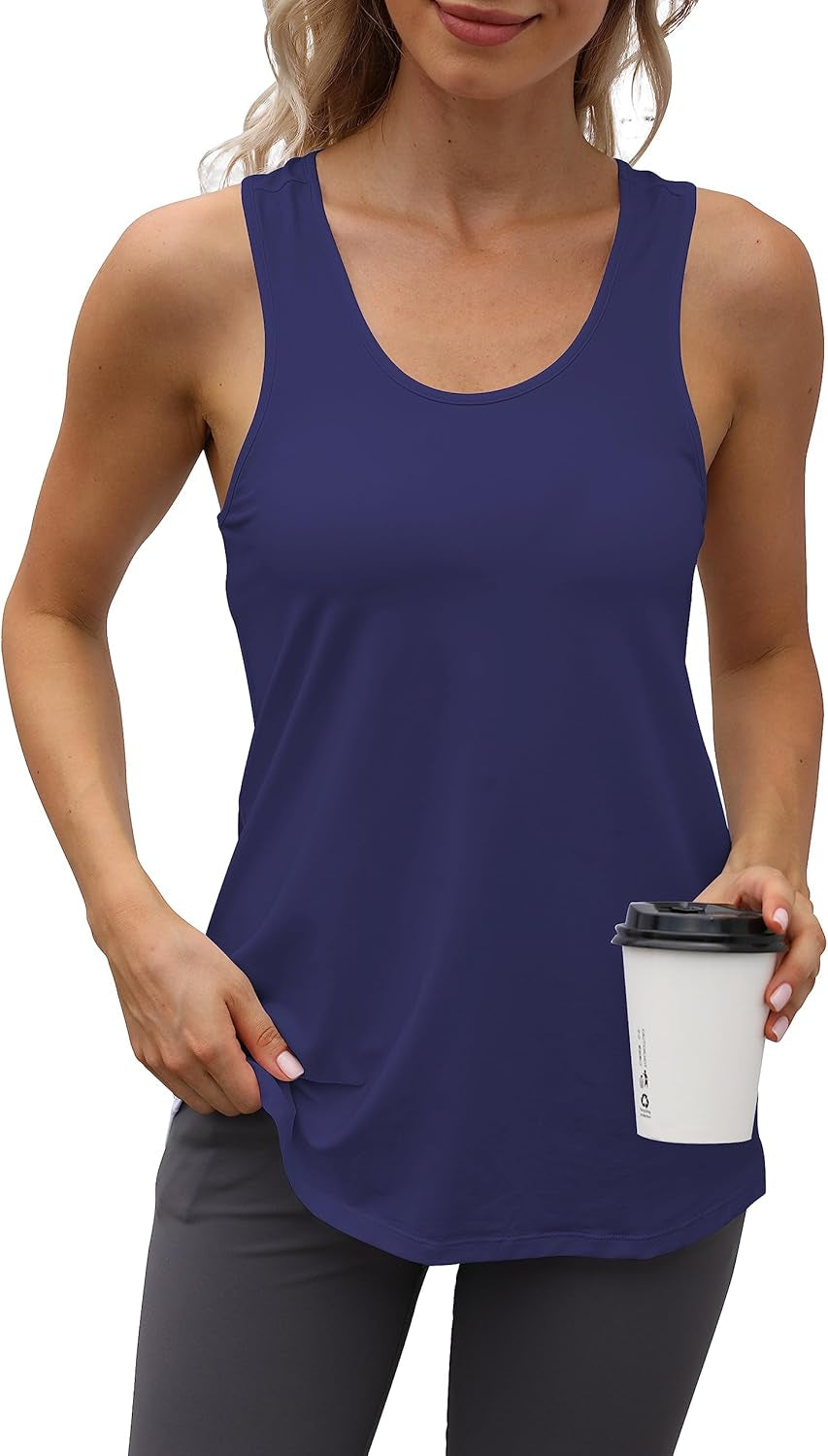 Womens Workout Athletic Tank Tops Loose Gym Yoga Racerback Sleeveless Running Sports Shirts Tops