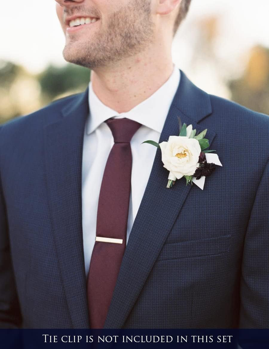 Skinny Solid Ties for Men, 2.5 Inch Slim Plain Neckties 4-Pack