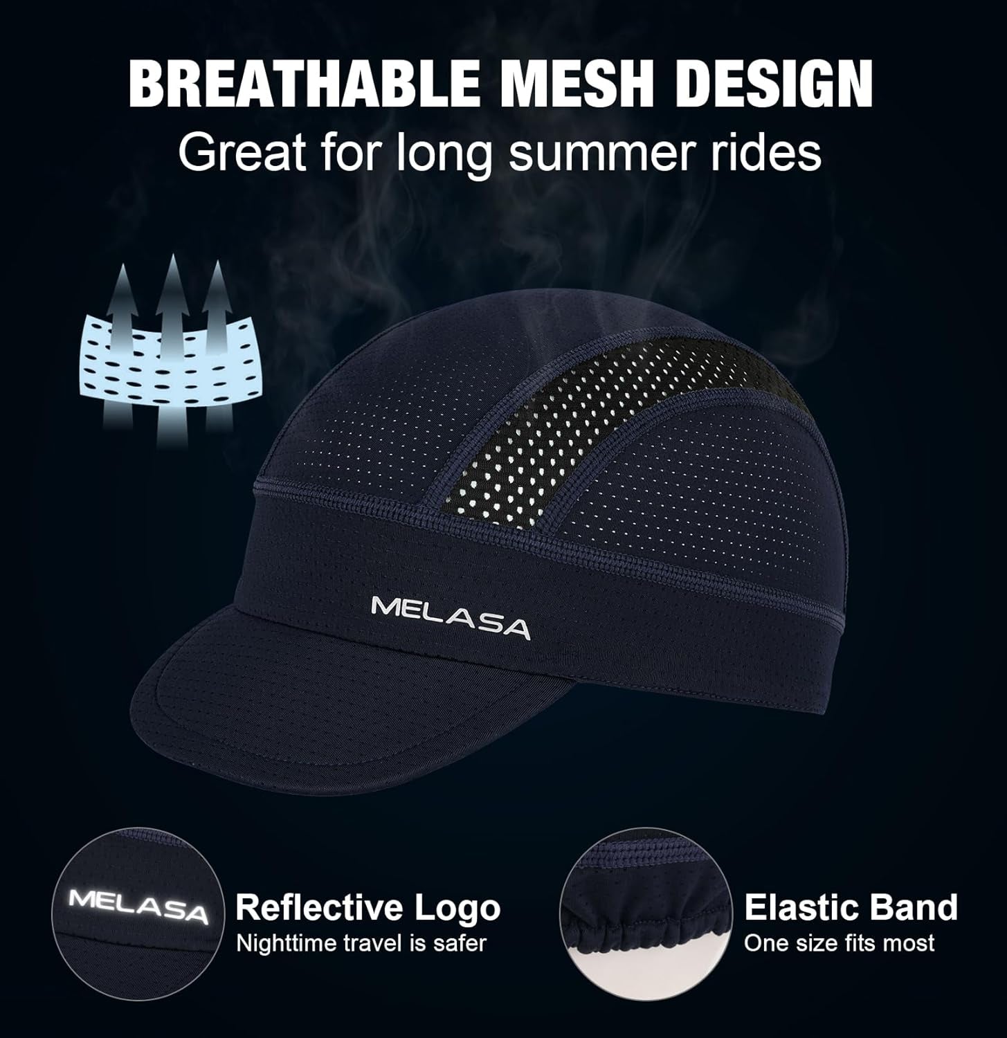 Cycling Cap, Cooling Skull Cap Helmet Liner with Sun Visor, Sun Protection Running Bike Cap for Men Women under Helmet