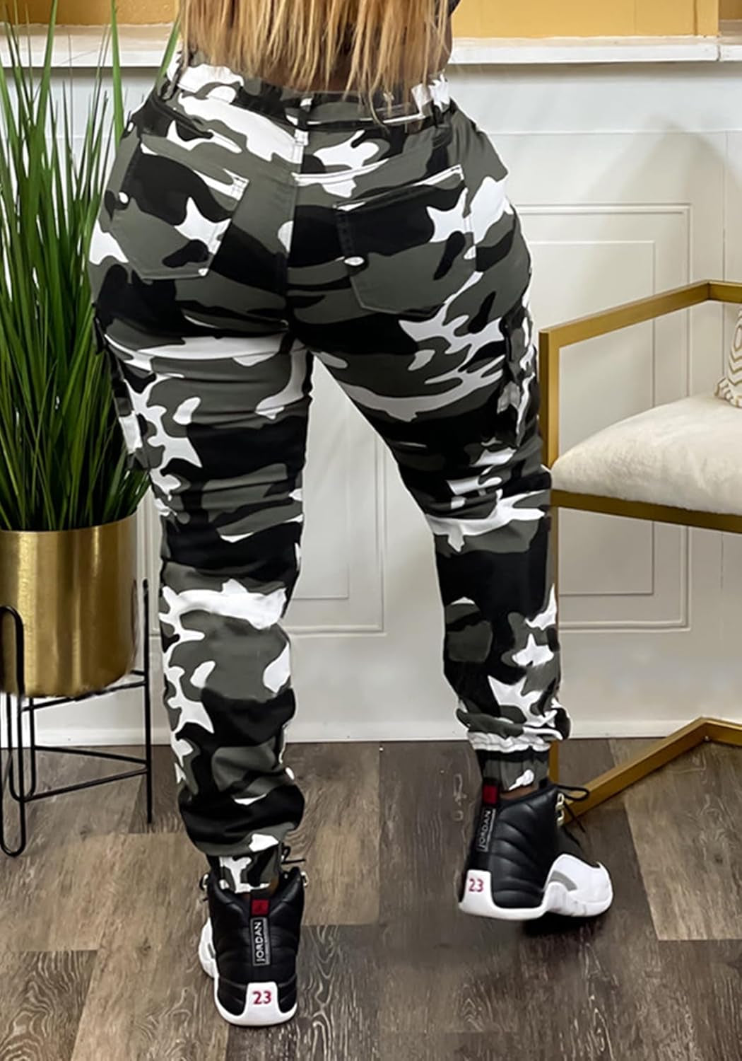 Women Camo Cargo Pants Camouflage Sweatpants Joggers Casual Army Fatigue Pants
