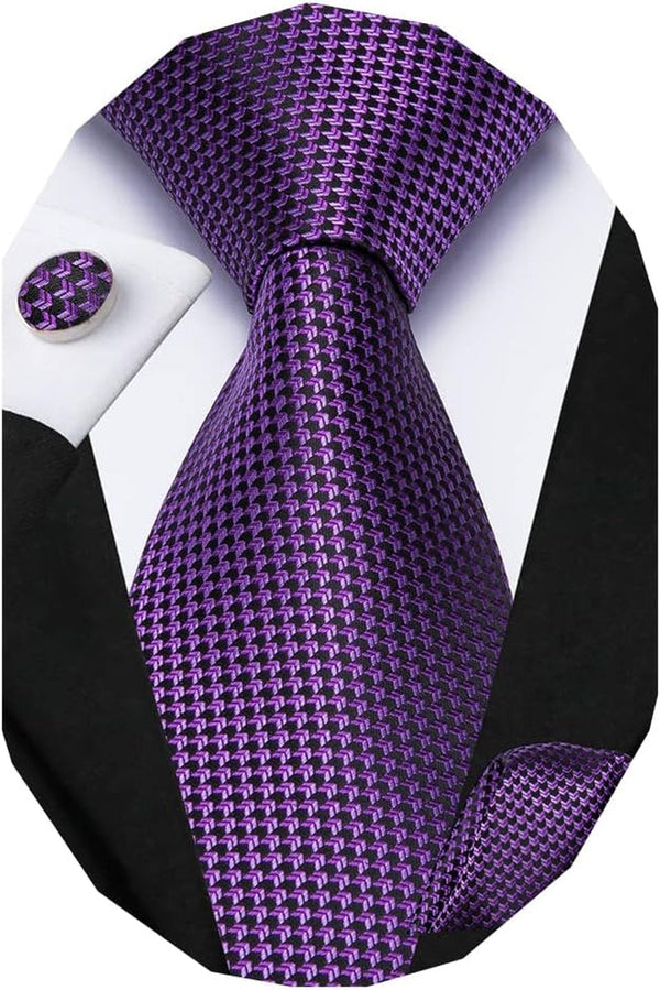 Mens Paisley Striped Tie WOVEN Necktie for Men and Handkerchief Cufflinks Set Wedding Formal Business