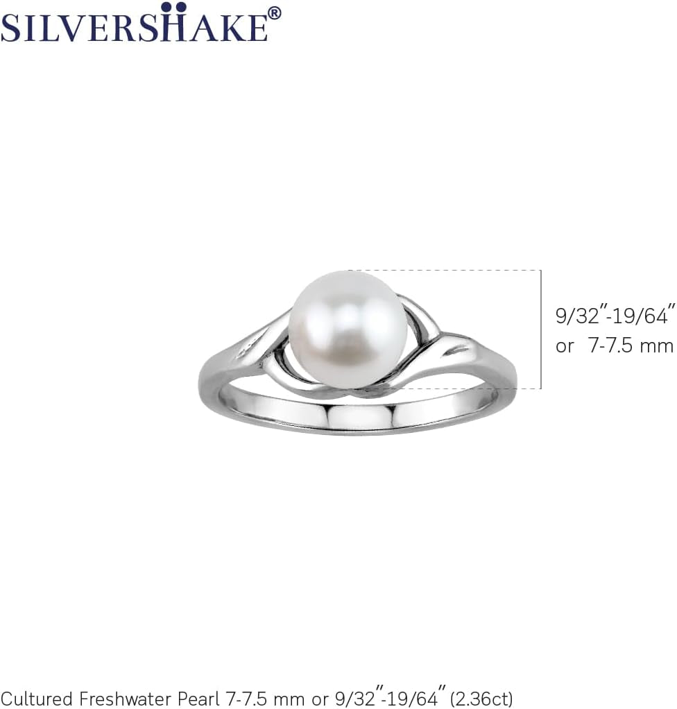 White Cultured Freshwater Pearl 925 Sterling Silver Promise Solitaire Ring