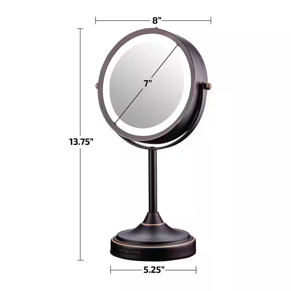 5.3 In. X 12.8 In. Tabletop Makeup Mirror in Antique Bronze