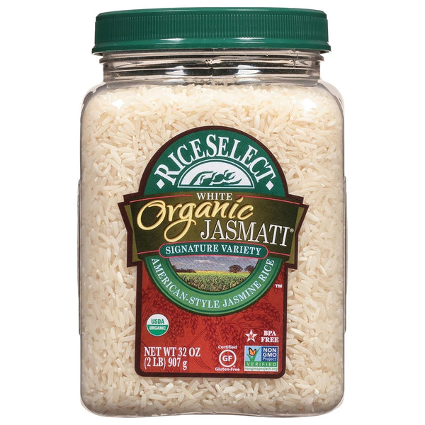 Jasmati Organic Rice, Long-Grain Organic Jasmine Rice, Premium Gluten-Free Rice, Non-Gmo, 32-Ounce Jar