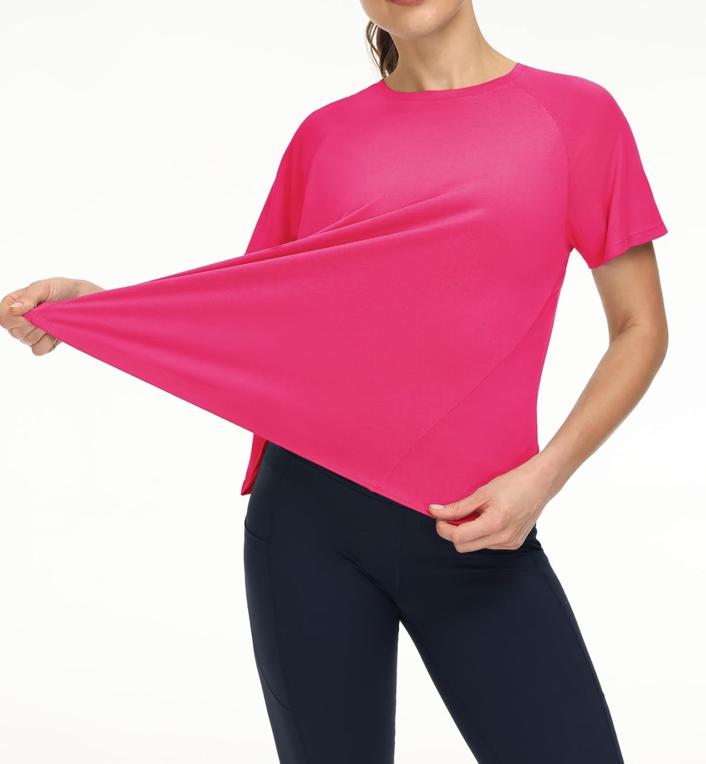 Women'S Short Sleeve Workout Shirts Breathable Yoga T-Shirts with Side Slits Athletic Tee Tops