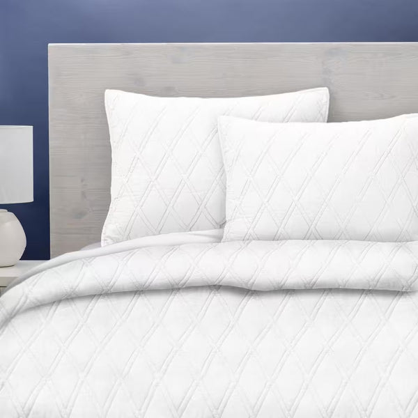 100% Cotton White Sateen Full/Queen Coverlet Set