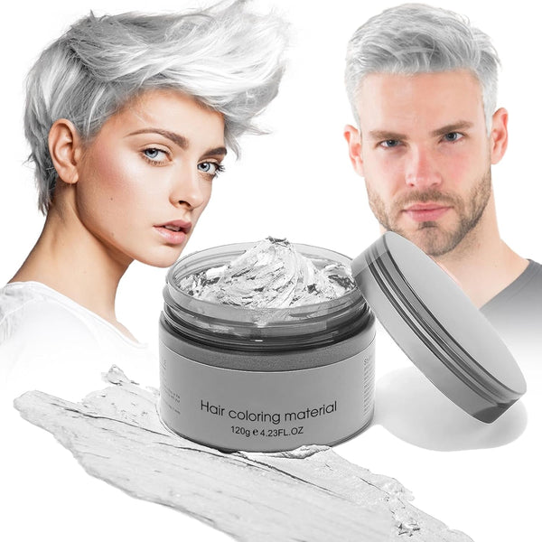 Temporary White Hair Color Wax, Instant Hairstyle Cream Hair Pomades, Easy Cleaning Disposable Hair Styling Paint for Men Women Kids Cosplay, Party and Ball