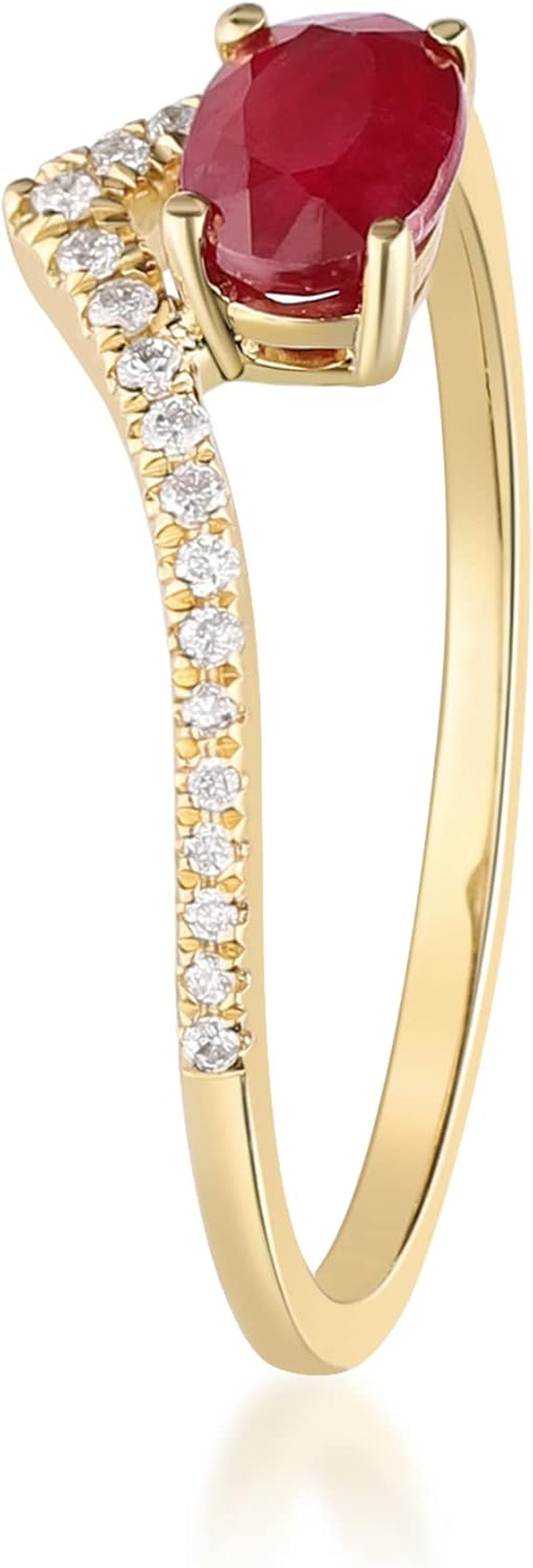 Women'S 10K Yellow Gold Mozambique Genuine Ruby Ring with Diamonds (Oval-Cut) Shaped (Tw1969R-Ruby-9)