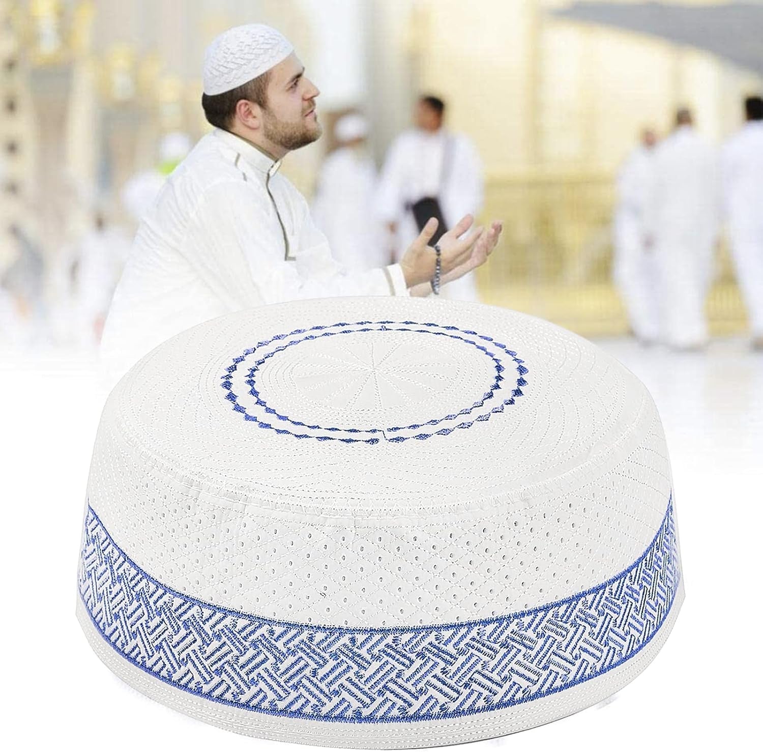 Men Muslim Prayer Kufi Hat Prayer Headwear Cap Islamic Beanie Skull Cap Embroidery Kofia Topi Sun Hat