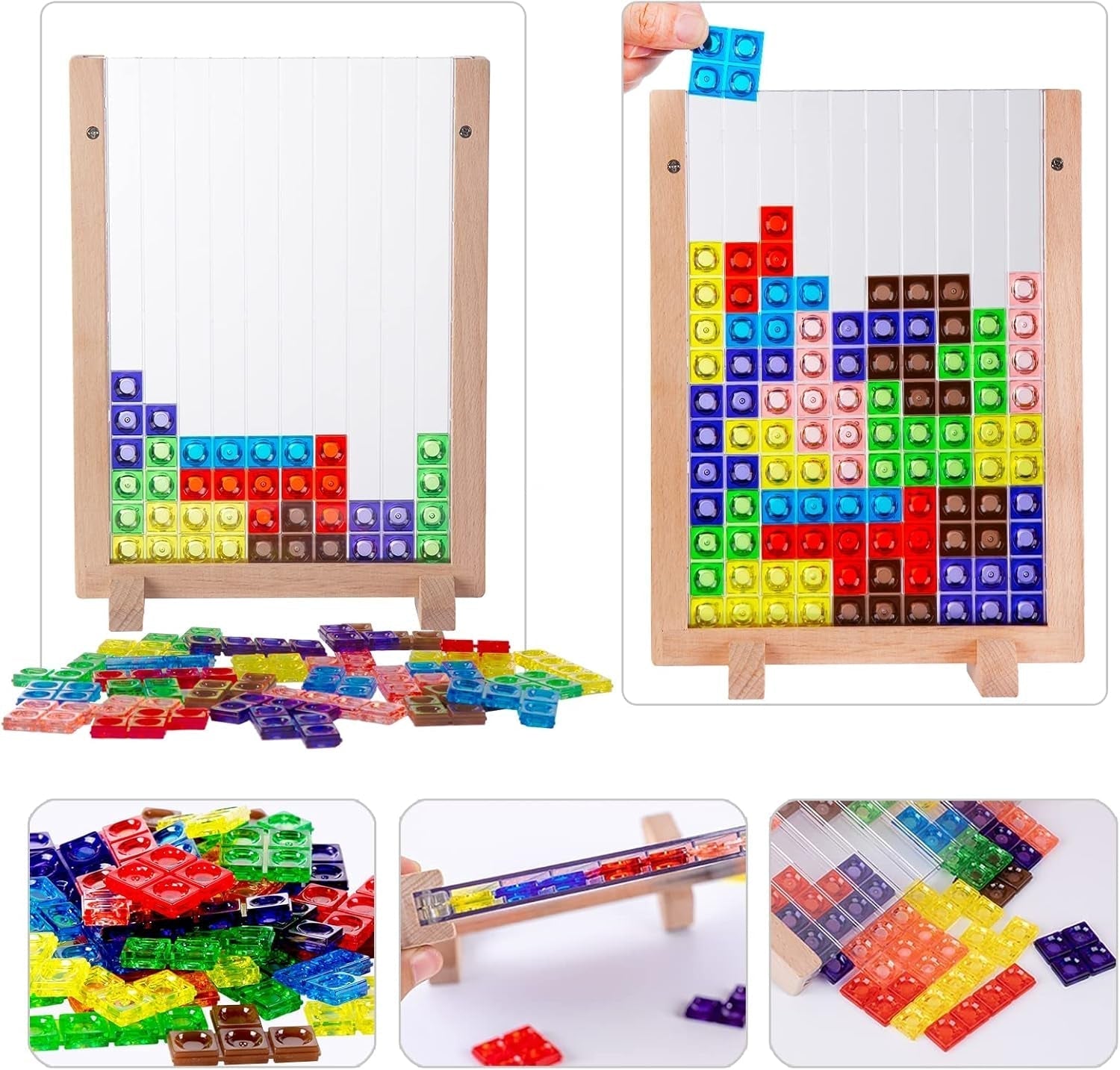 Russian Blocks Puzzle,3D Transparent Brain Teaser Toys, 3D Puzzles, Montessori Toys for 3 4 5 6 7 8 9 10 Year Old Boys Girls Kids