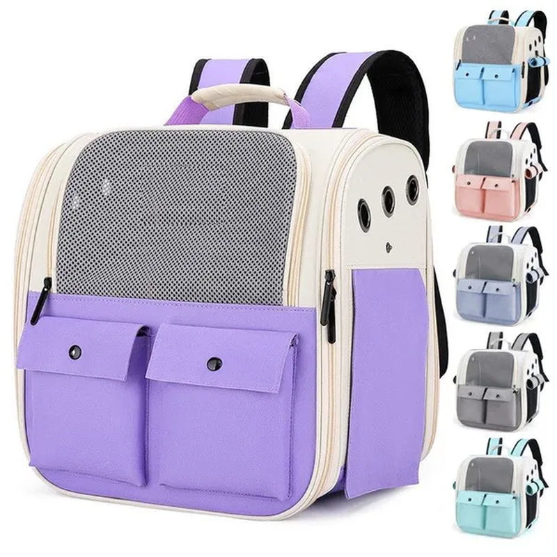 Pet Carrier Backpack Small Medium Dogs Cats Large Space Fits Up To 20 Lbs Pets Foldable Backpack Safety Lock Zipper Breathable Mesh Travel Hiking