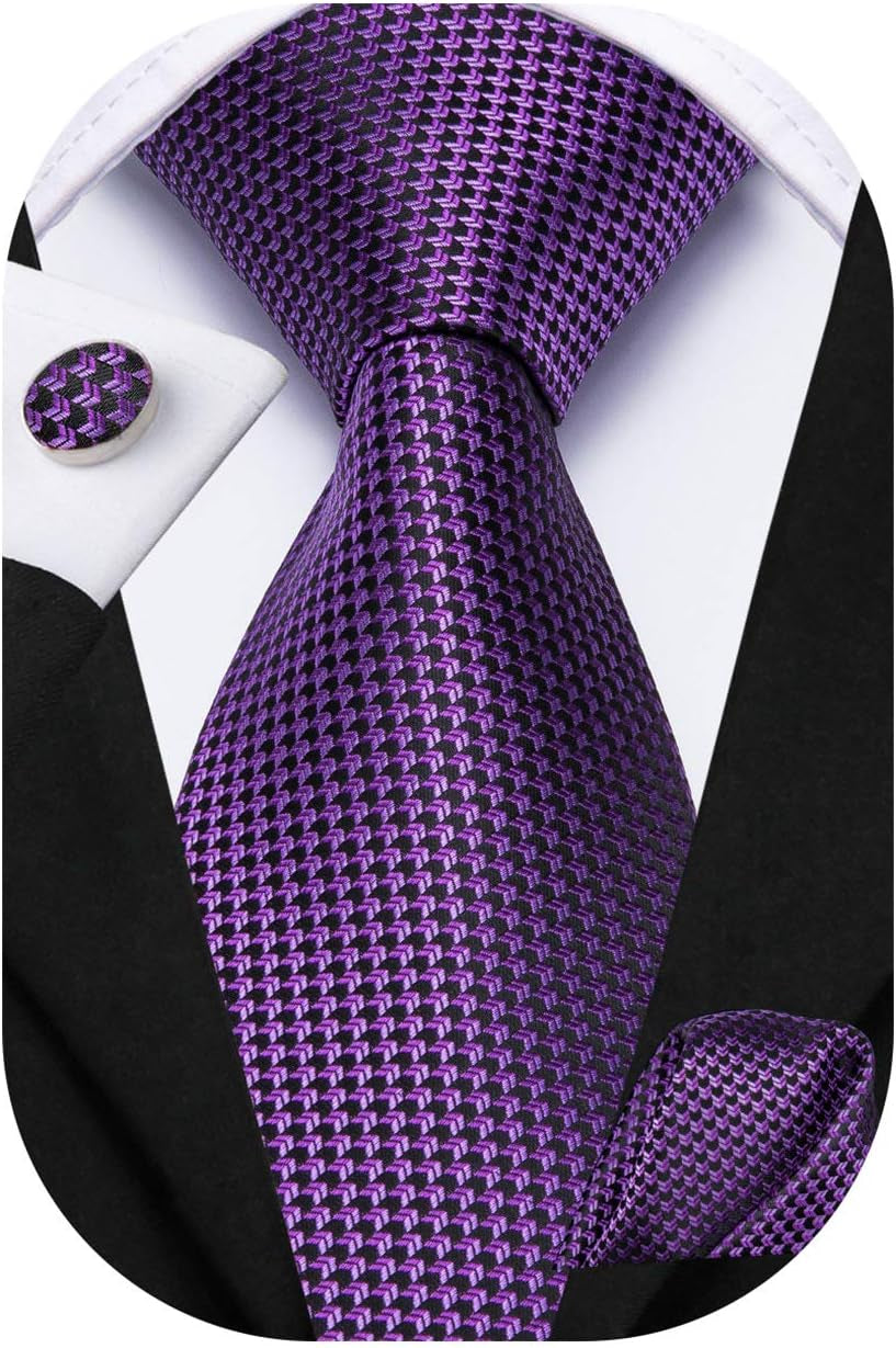 Mens Paisley Striped Tie WOVEN Necktie for Men and Handkerchief Cufflinks Set Wedding Formal Business