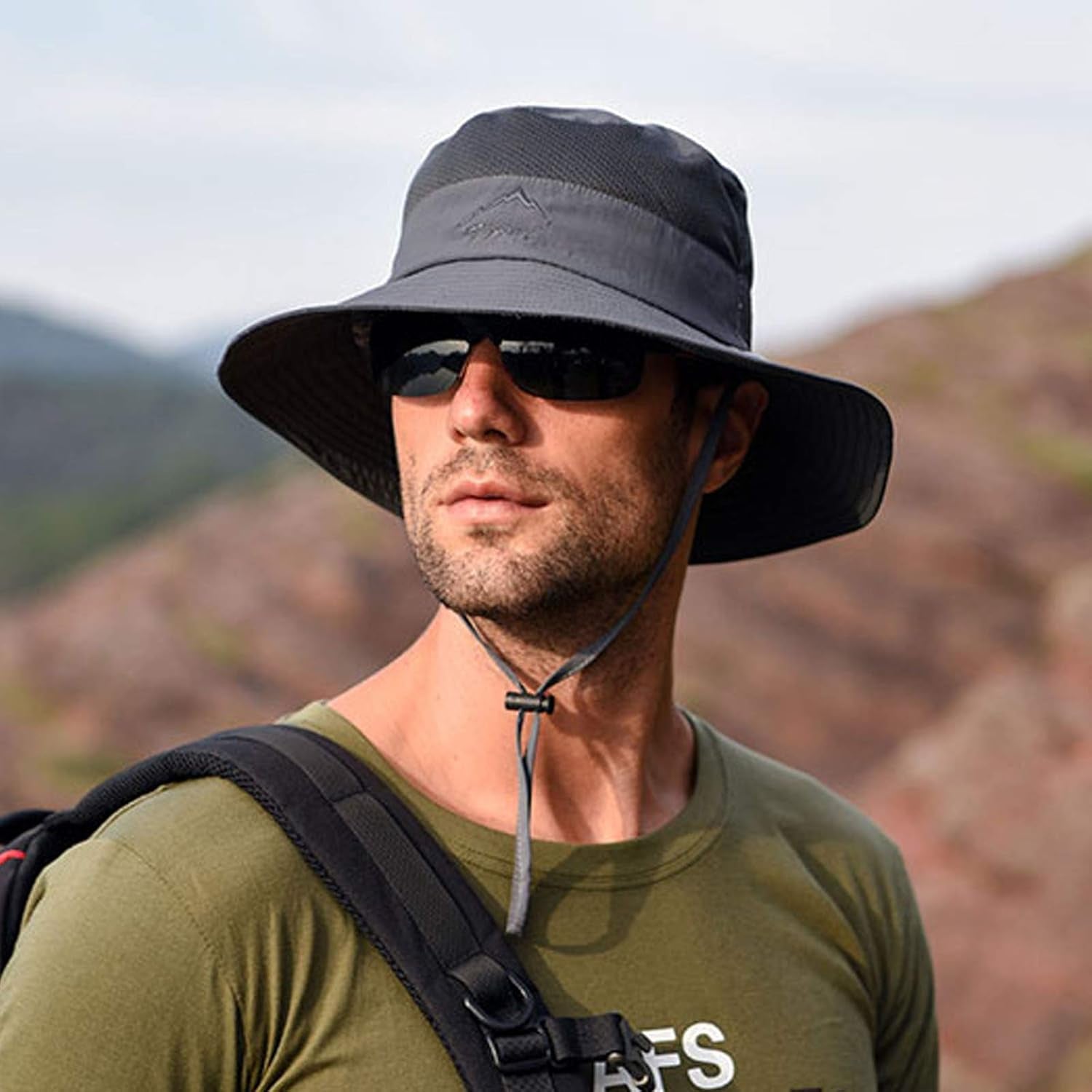 Fishing Hat for Men & Women, Outdoor UV Sun Protection Wide Brim Hat with Face Cover & Neck Flap