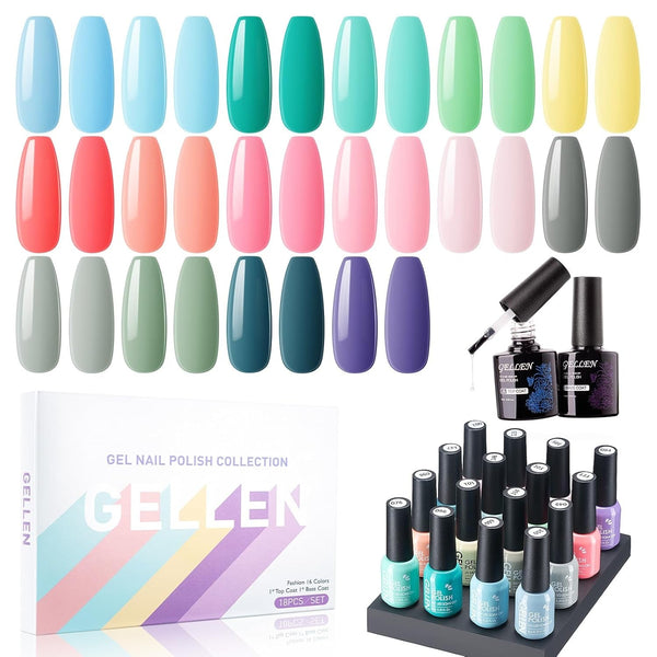 Gel Nail Polish, 16 Colors Gel Nail Polish Set, Need U V Cured Gel Nail Polish Set for Gift, Including  Gel Base and Top Coat for Nails Prep
