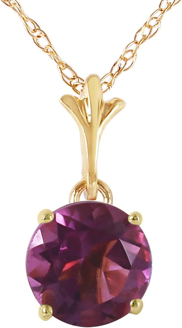 1.15 Carat 14K Solid Gold Solitaire Natural Purple Amethyst Pendant Necklace