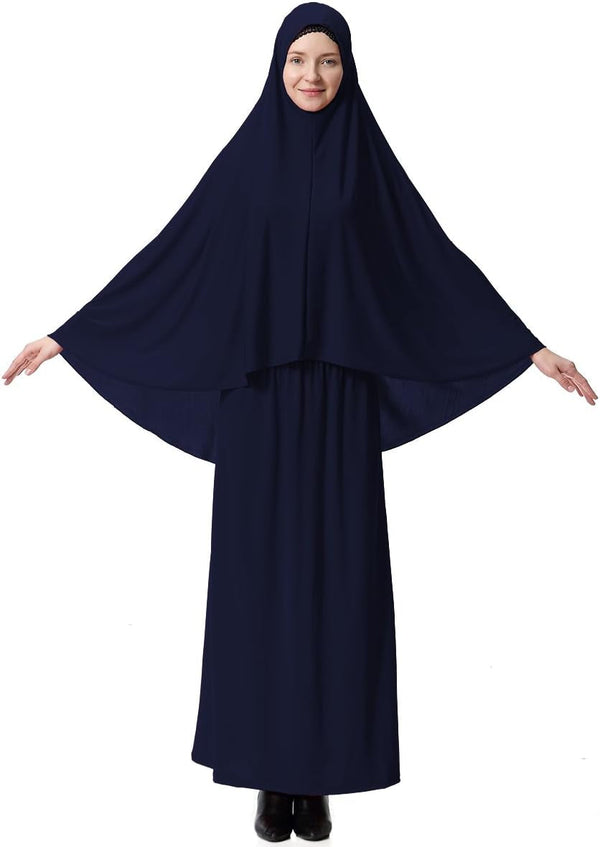 Muslim Islamic Women'S Khimar 2Pcs Sets Soft Distinctive Prayer Dress Hijab Abaya Suit(10 Colors Available)