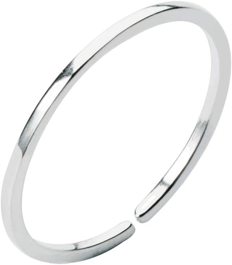Minimalist 1Mm Midi Thin Open Band Ring S925 Sterling Silver Adjustable Stacking Wedding Promise Rings for Women Men