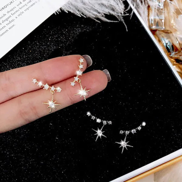 1 Pairs 925 Sterling Silver Stud Earrings New Fashion Snowflake Earrings Diamond Earrings