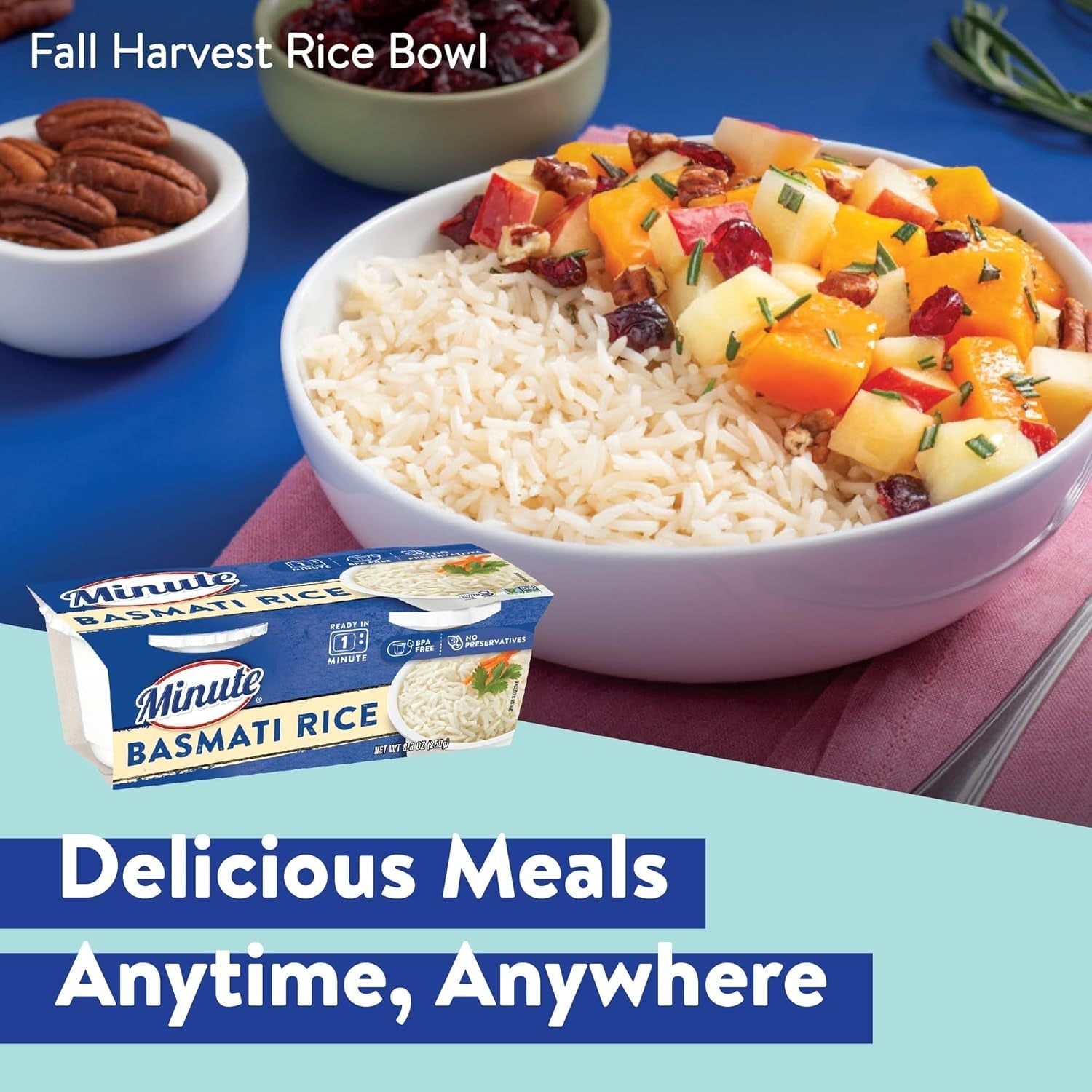 Ready-To-Serve Basmati Rice, Microwavable Rice Cups, 4.4-Ounce Cups, 2 Count, (Pack of 8)