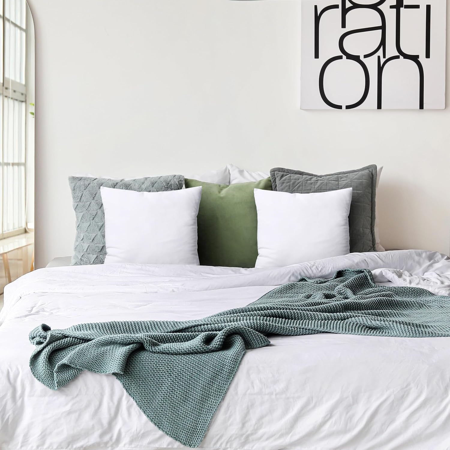 Throw Pillows Insert (Pack of 2, White) - 12 X 12 Inches Bed and Couch Pillows - Indoor Decorative Pillow
