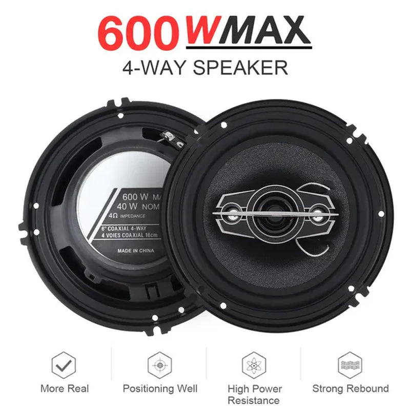 2Pcs 6 Inch 600W 4 Way Car Coaxial Speakers Music Stereo Full Range Frequency Hifi Speakers Non Destructive Installation