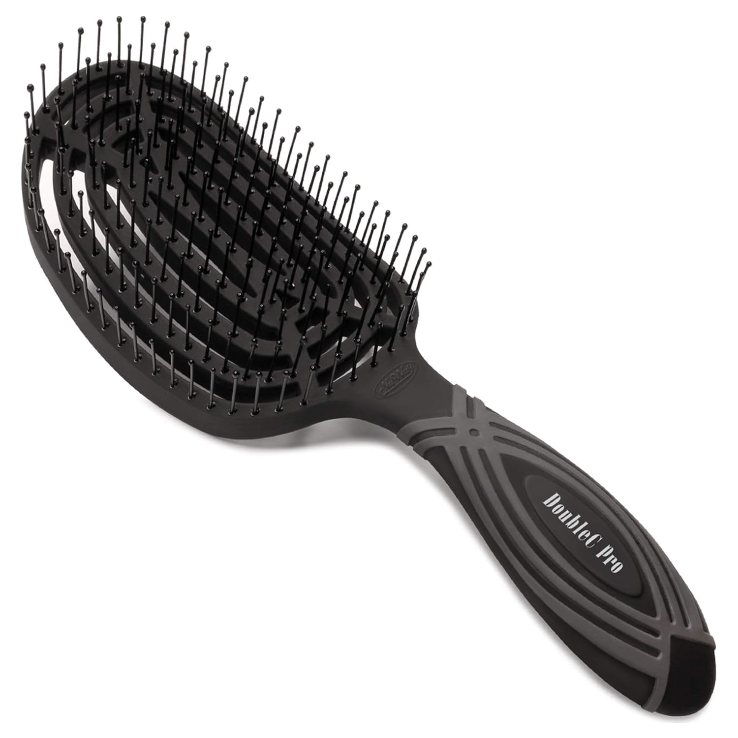 ® Doublec PRO® U.S. Patented Double Curved Detangling Brush Is Hair Dryer Safe (Black)