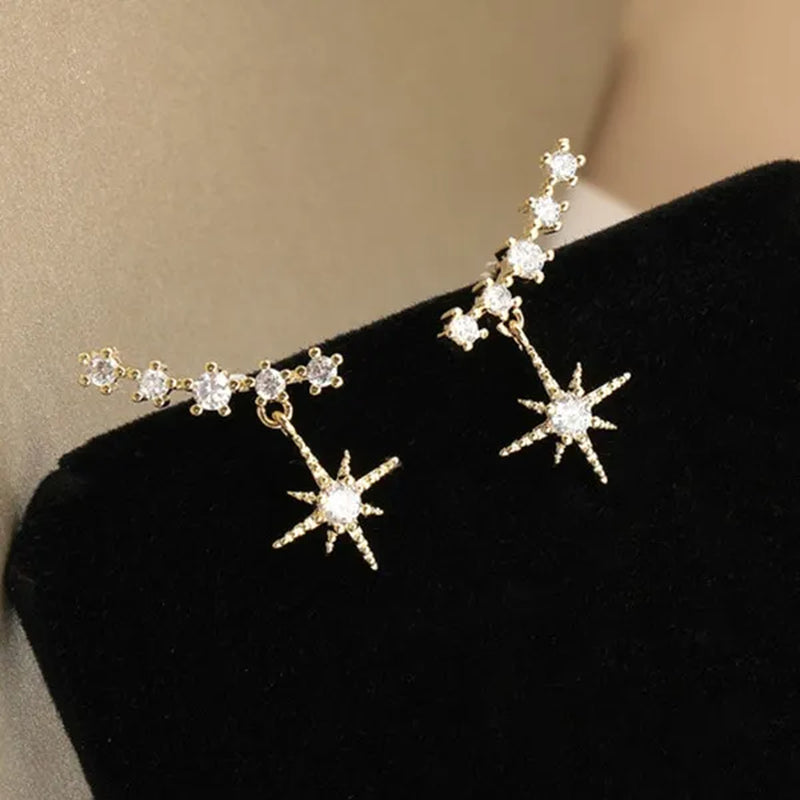 1 Pairs 925 Sterling Silver Stud Earrings New Fashion Snowflake Earrings Diamond Earrings
