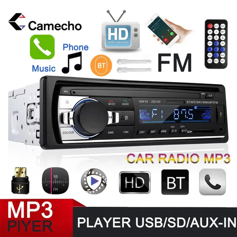 Newest 1 Din In-Dash Car Stereo Radio 12V Bluetooth Handsfree MP3 Audio Player Support USB/SD MMC Port 12V Car Stereo FM Radio MP3 Audio Player 1 Din Autoradio
