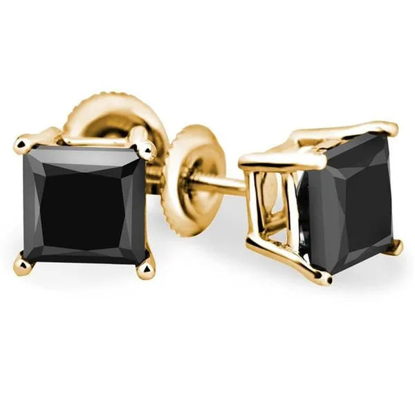 Majesty Diamonds MD160412 0.4 CTW Princess Cut BlacK Diamond Solitaire Stud Earrings in 14K
