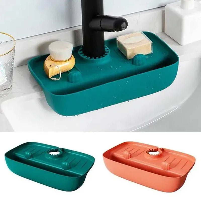 Faucet Mat Sink Tray Soap Dispenser Sponge Drain Pad Sink Splash Drying Mat Countertop Storage Tray Kitchen Accessories