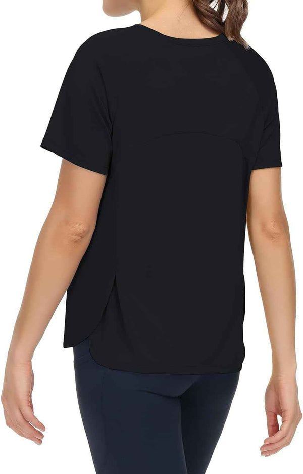 Women'S Short Sleeve Workout Shirts Breathable Yoga T-Shirts with Side Slits Athletic Tee Tops