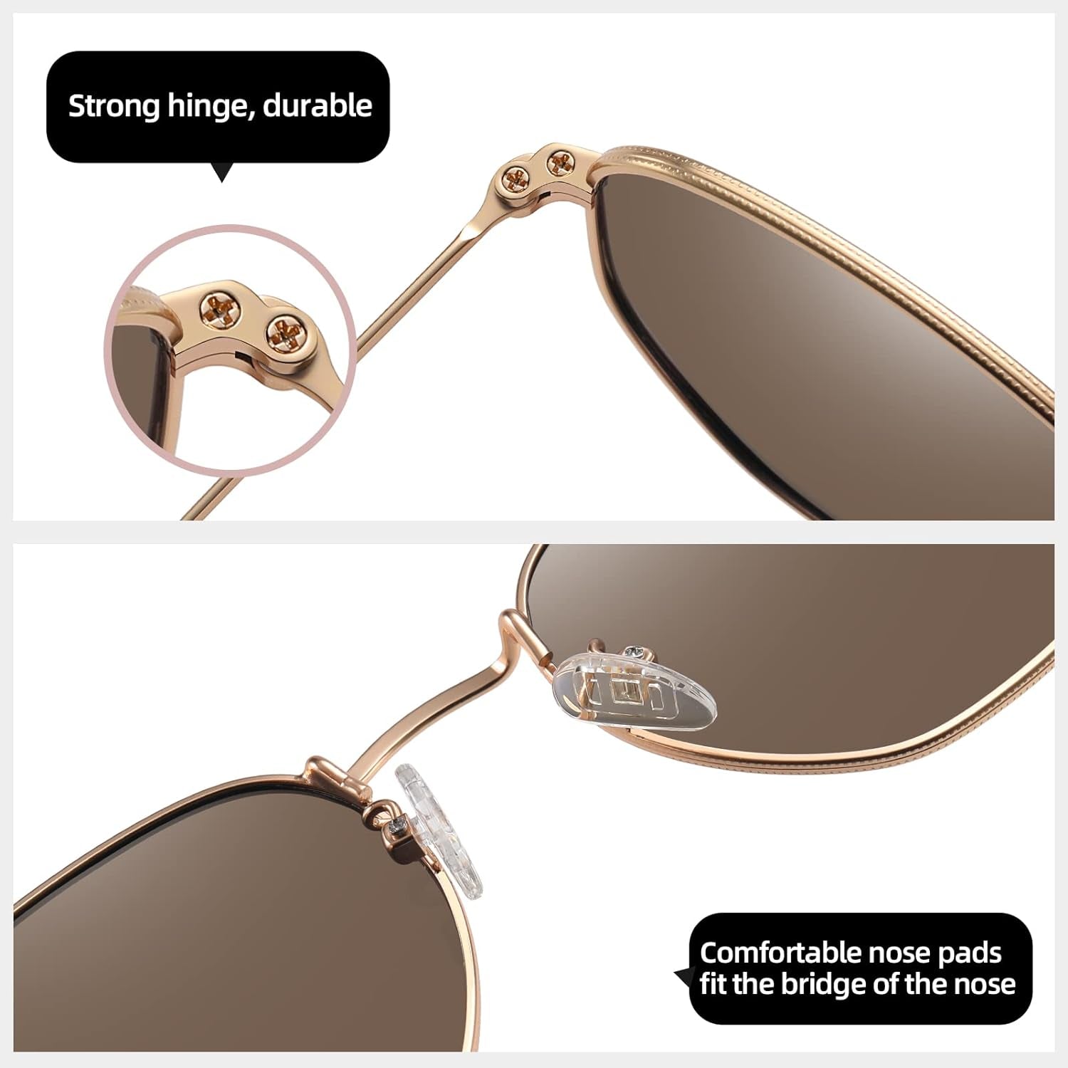 Polarized Hexagon Sunglasses for Women Men Polygon Square Sun Glasses UV400 Protection Metal Frame