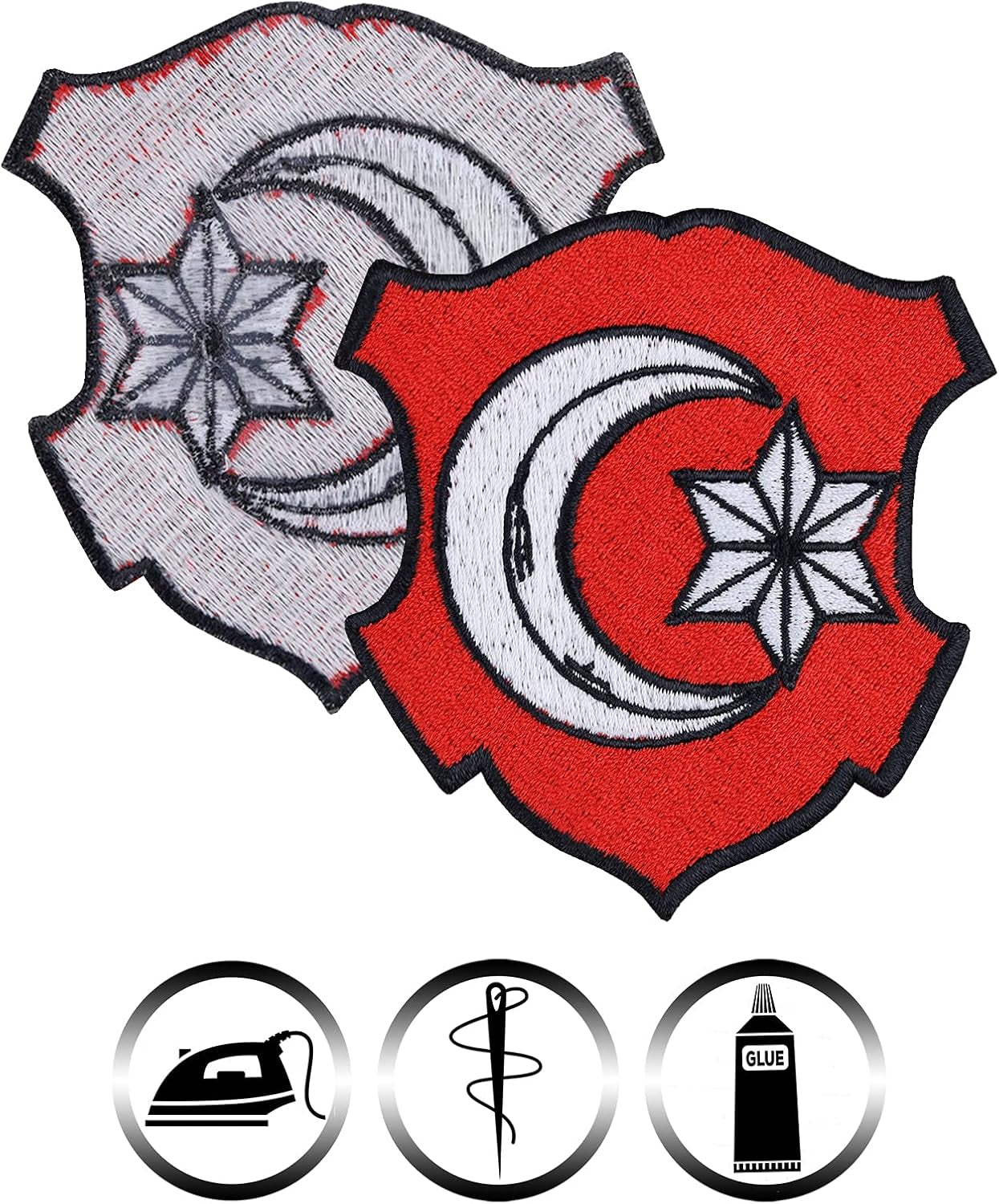 Türk Bayrağı Sew on Patch - Ottoman Iron on Patches for Turkey Patriots, Turkey Army, Turk Lovers - Popular Tactical Patch for Şalvar, Yelek, Backpacks, Jackets, Jeans, Shirts - 3.14X2.95 In
