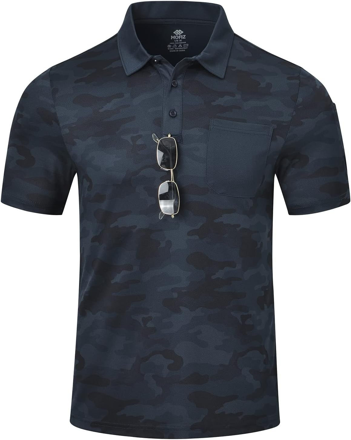 Men'S Camo Polo Golf Shirt Hiking Dry Fit Short Sleeve T-Shirts Pique Collared Polo Jersey