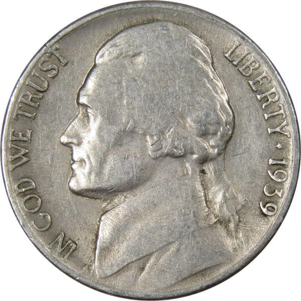 1939 S Jefferson Nickel 5 Cent Piece, about Good (AG), Collectible Coin, Nickel, Silver Master Coins