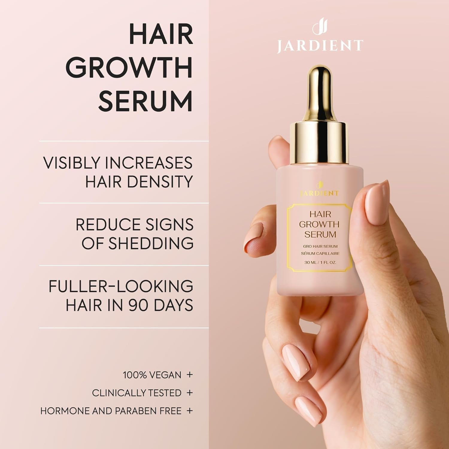 Hair Growth Serum: Veganic Natural Hair Growth Oil - Hair Loss Treatment for Women and Men - GRO Hair Serum for Thining Hair - Fuller Thicker and Healthier Hair in 90 Days, 1 Fl Oz