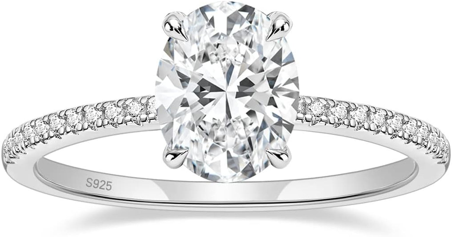 3CT 925 Sterling Silver Engagement Rings Oval Cut Cubic Zirconia CZ Wedding Promise Rings for Her Stunning Wedding Bands for Women Size 3-11