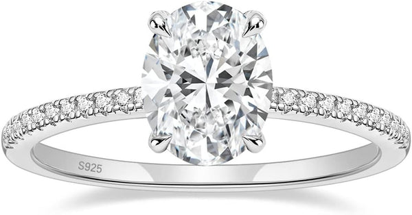 3CT 925 Sterling Silver Engagement Rings Oval Cut Cubic Zirconia CZ Wedding Promise Rings for Her Stunning Wedding Bands for Women Size 3-11